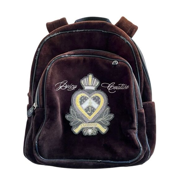 Juicy Couture Y2K Brown Velvet Backpack - Picture 1 of 8